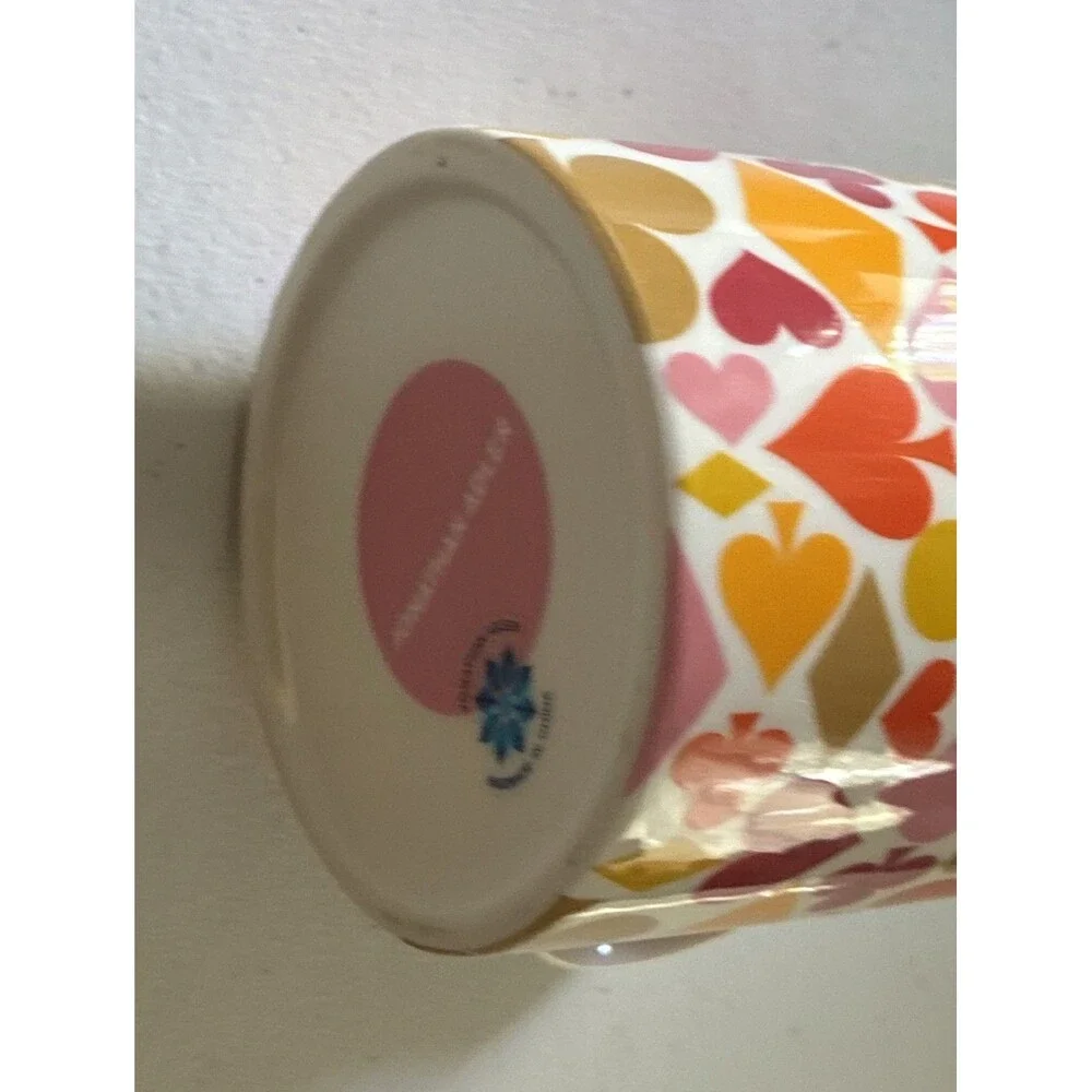 Jonathan Adler House Of Cards Mug Retro Ceramic Coffee Cup MCM Orange Red Gold